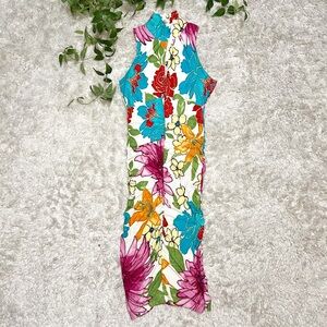 Cache Bodycon Ruched Floral Dress with Keyhole Size Medium